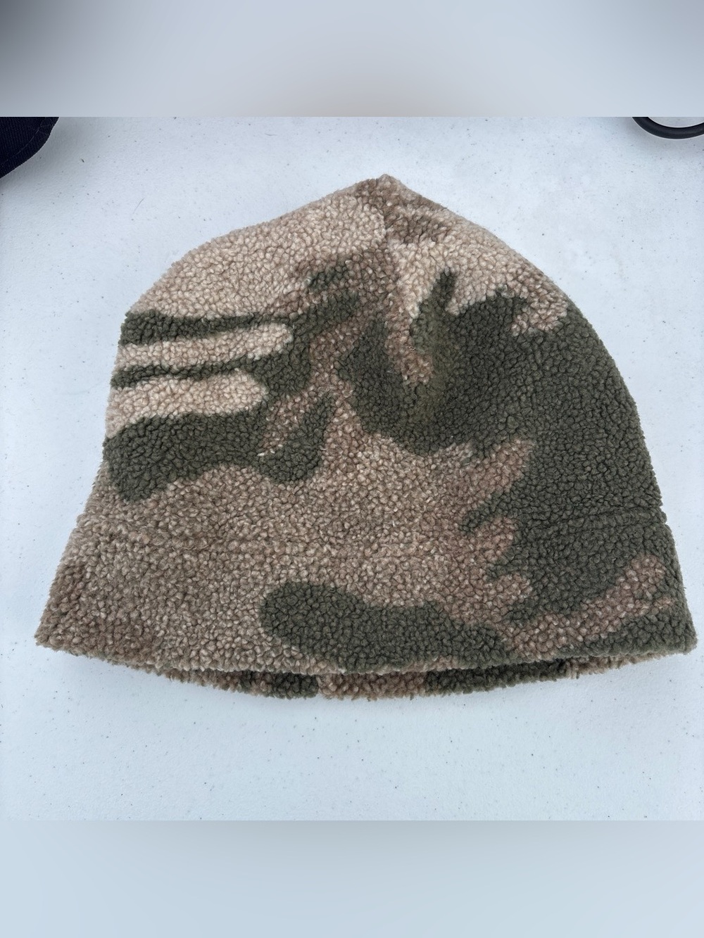 Kids Camouflage Sherpa Beanie - Brown/Green